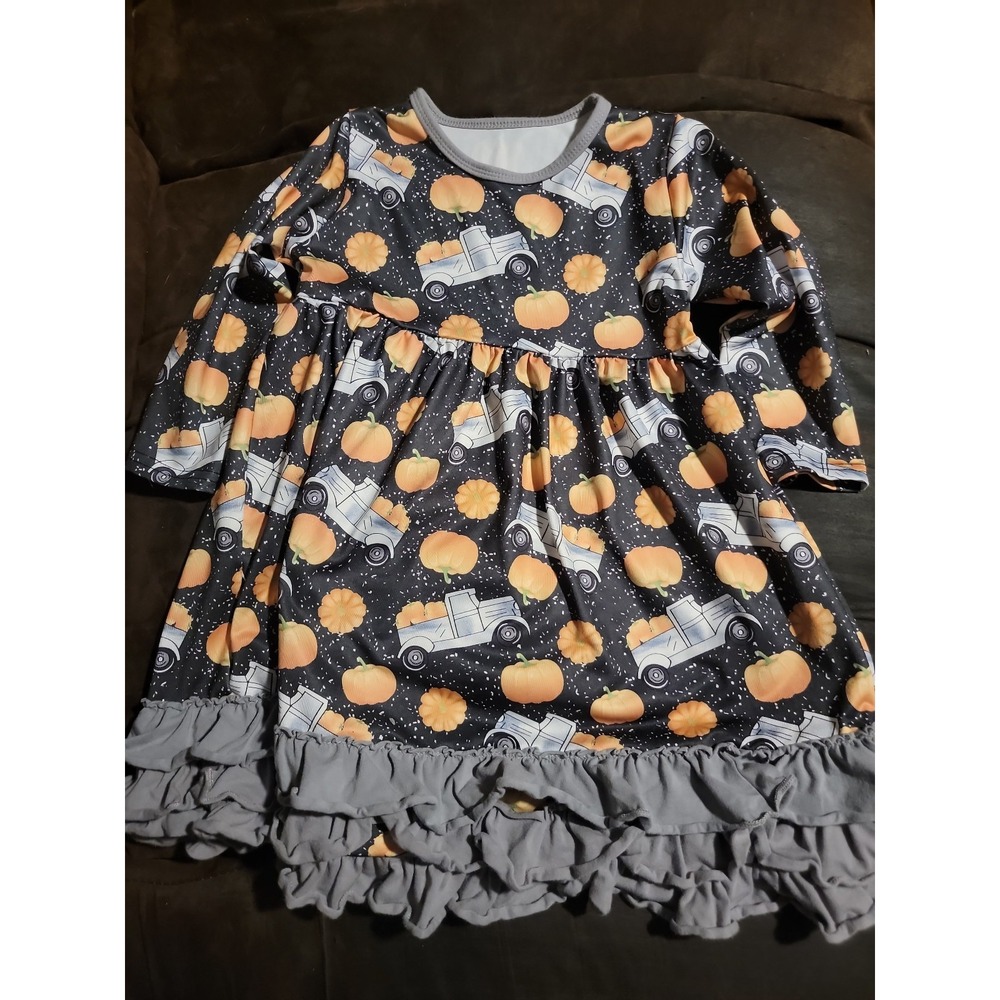 Boutique fall Halloween pickup truck pumpkin dress size 4